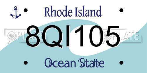 8QI105 Rhode Island License Plate