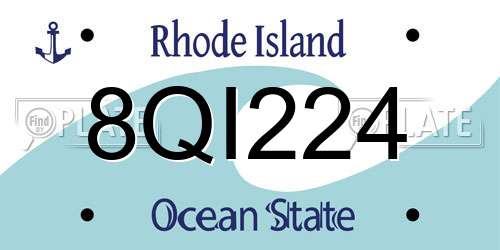8QI224 Rhode Island License Plate