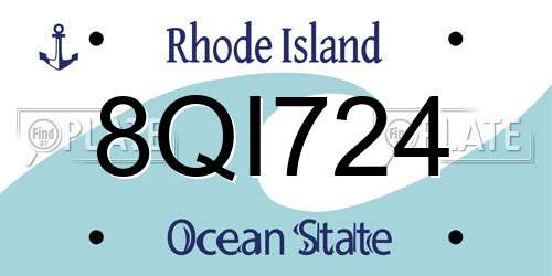 8QI724 Rhode Island License Plate