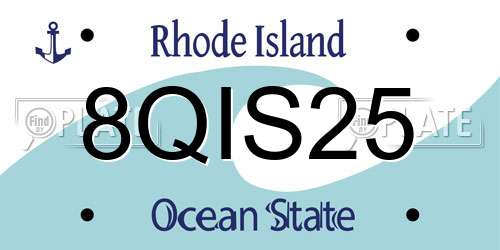 8QIS25 Rhode Island License Plate