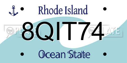 8QIT74 Rhode Island License Plate