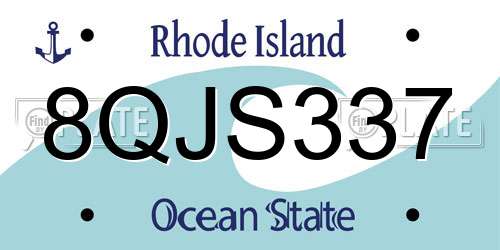 8QJS337 Rhode Island License Plate