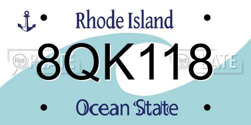 8QK118 Rhode Island License Plate
