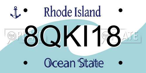 8QKI18 Rhode Island License Plate