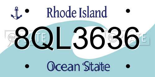 8QL3636 Rhode Island License Plate