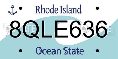 8QLE636 Rhode Island License Plate