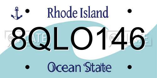 8QLO146 Rhode Island License Plate