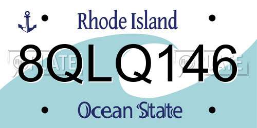8QLQ146 Rhode Island License Plate