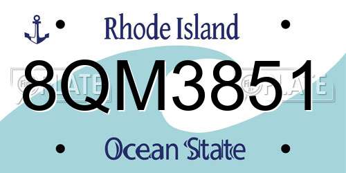 8QM3851 Rhode Island License Plate