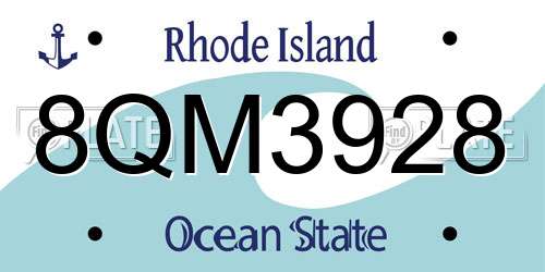 8QM3928 Rhode Island License Plate