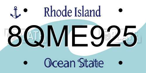 8QME925 Rhode Island License Plate