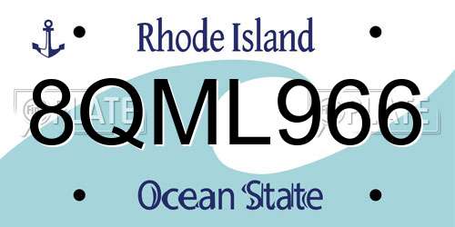 8QML966 Rhode Island License Plate