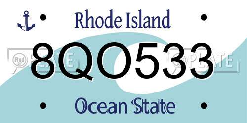8QO533 Rhode Island License Plate