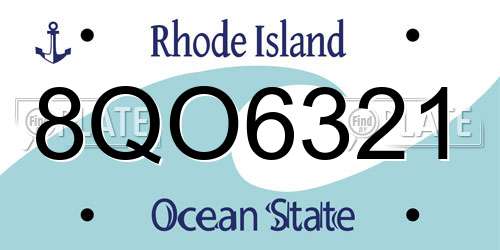 8QO6321 Rhode Island License Plate