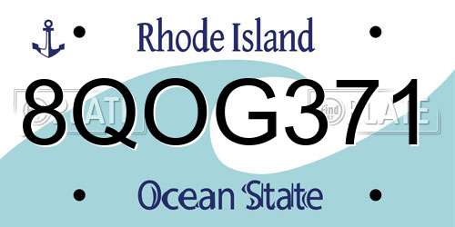 8QOG371 Rhode Island License Plate
