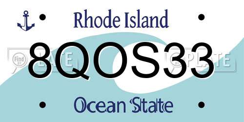 8QOS33 Rhode Island License Plate