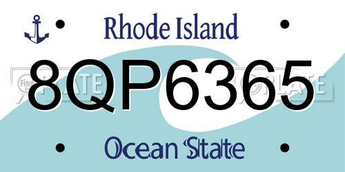 8QP6365 Rhode Island License Plate