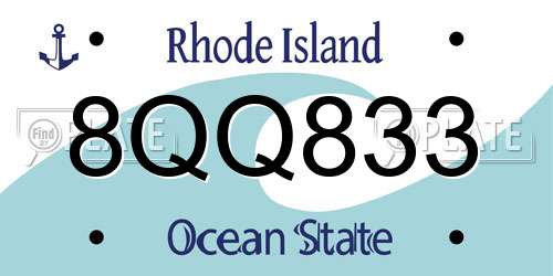 8QQ833 Rhode Island License Plate