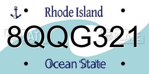 8QQG321 Rhode Island License Plate