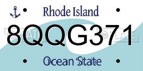 8QQG371 Rhode Island License Plate