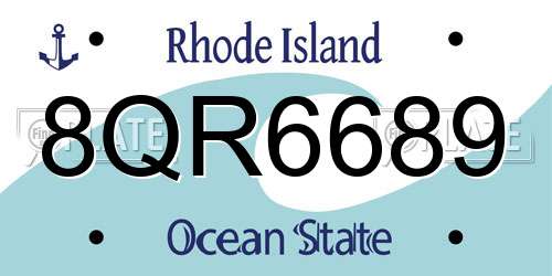 8QR6689 Rhode Island License Plate