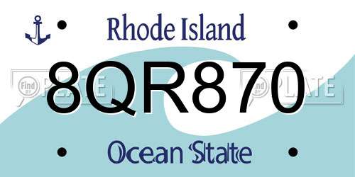 8QR870 Rhode Island License Plate