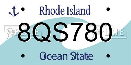 8QS780 Rhode Island License Plate