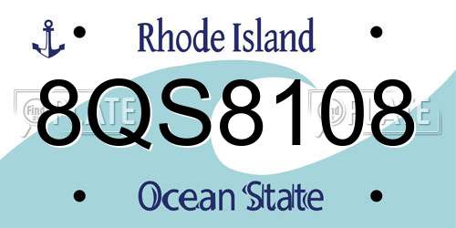 8QS8108 Rhode Island License Plate