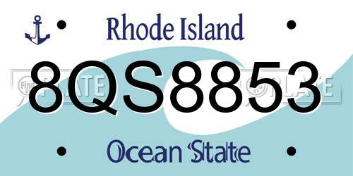 8QS8853 Rhode Island License Plate