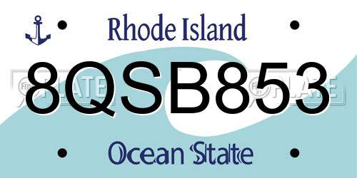8QSB853 Rhode Island License Plate