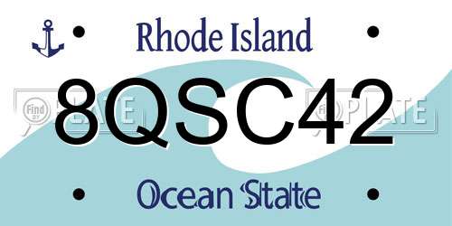 8QSC42 Rhode Island License Plate