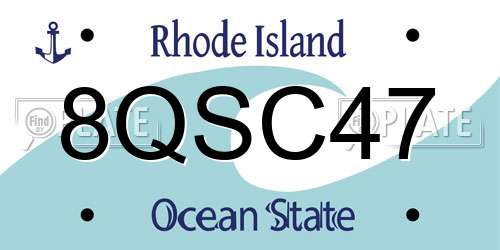 8QSC47 Rhode Island License Plate