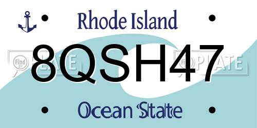 8QSH47 Rhode Island License Plate