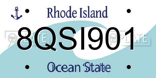 8QSI901 Rhode Island License Plate