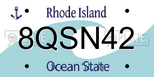 8QSN42 Rhode Island License Plate