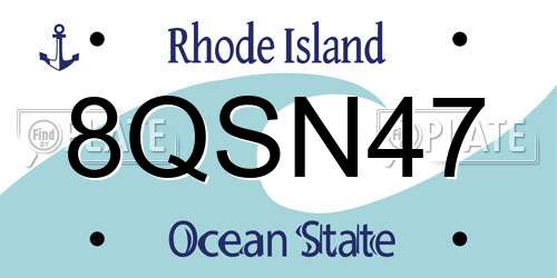8QSN47 Rhode Island License Plate