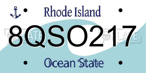 8QSO217 Rhode Island License Plate