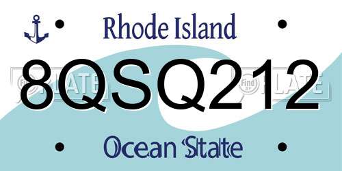 8QSQ212 Rhode Island License Plate