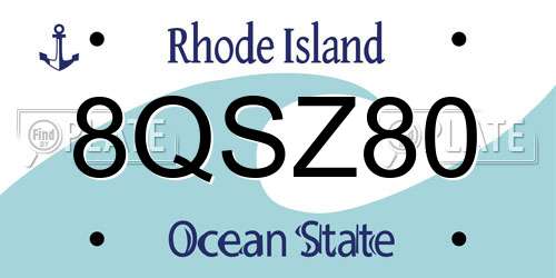 8QSZ80 Rhode Island License Plate