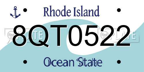 8QT0522 Rhode Island License Plate