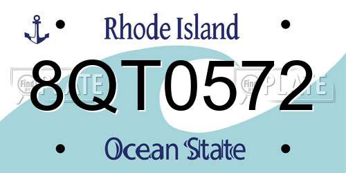 8QT0572 Rhode Island License Plate