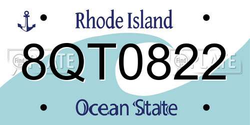 8QT0822 Rhode Island License Plate