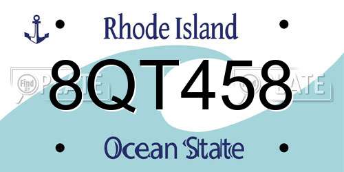 8QT458 Rhode Island License Plate