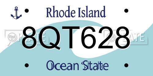8QT628 Rhode Island License Plate