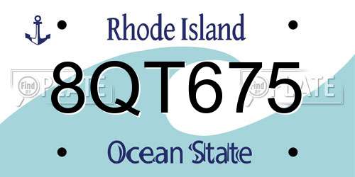 8QT675 Rhode Island License Plate