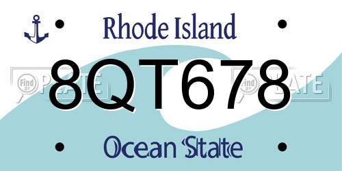 8QT678 Rhode Island License Plate