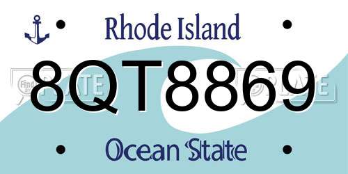 8QT8869 Rhode Island License Plate