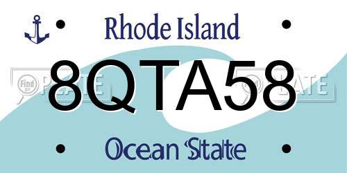 8QTA58 Rhode Island License Plate