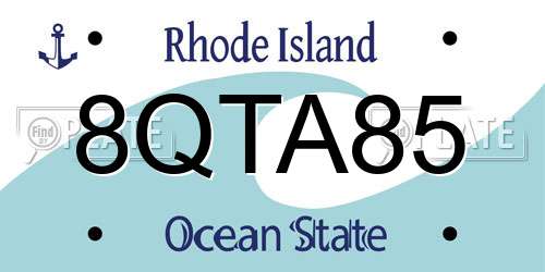 8QTA85 Rhode Island License Plate