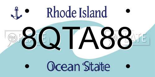 8QTA88 Rhode Island License Plate